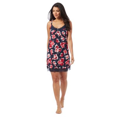 Navy floral print DD+ chemise